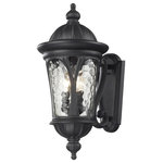 Z-Lite - Doma 3 Light Outdoor Wall Light, Black - Traditional and timeless, this medium outdoor wall mount combines black cast aluminum hardware with clear water glass for a classic look.