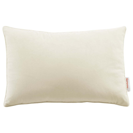 Enhance 18" Lumbar Performance Velvet Throw Pillow, Ivory