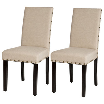 Cream White Fabric Dining Chair, Set of 2
