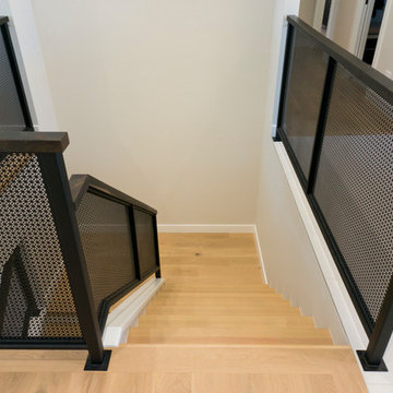 Oak Hand Rail + Perforated Steel Railing