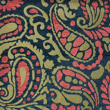 Sydney Paisley Textured Chenille Upholstery Fabric, Cosmo