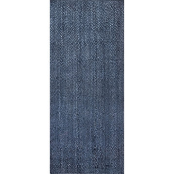 nuLOOM Rigo Hand Woven Farmhouse Jute Area Rug, Navy, 2'6"x6'