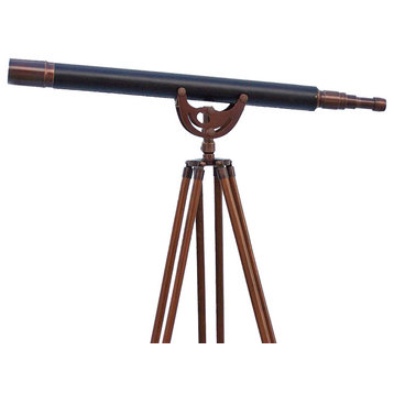 Floor Standing Antique Copper With Leather Anchormaster Telescope 65''