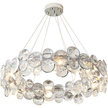 Vendone | Drum Chrome Chandelier With Crystal Rings, 39.4''
