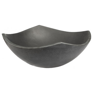 Honed Lava Stone Arched Edges Vessel Sink for Bathroom, 16.5 Inch