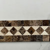 Crema Marfil Marble Classic Diamond Mosaic Border Listello Tile Polish, 1 sheet