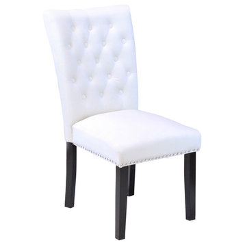 The Eleanor Dining Chair, White, Velvet, Set of 2