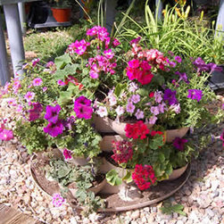 Outdoor Stackable Gardening Planter with Flowers - Indoor Pots And Planters
