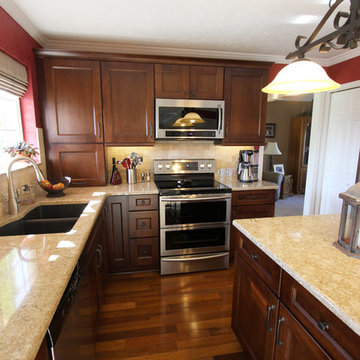 Gingersnap Maple Cabinets with Beige Quartz Countertop ~ Medina OH