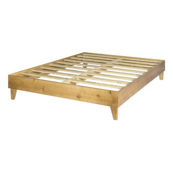 Wooden Platform Bed Frame - Multiple Finishes Available, Almond, Cal King