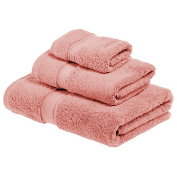 3 Piece Solid Quick Drying Face Hand Towel Set, Tea Rose