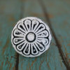 Set of Four Round Metal Cabinet Knobs in Distressed White Finish