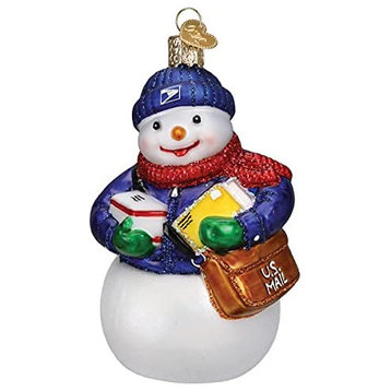 Old World Christmas Glass Blown Ornament, USPS Snowman (#24210)