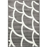 Unique Loom - Unique Loom Gray Metro Ruffles Area Rug, 4'x6' - Compelling motifs are found in our enchanting Metropolis Collection. There are colorful bursts of abstract artistry and distinct shapes that add a playful elegance to each rug. The quality and durability of each rug is hard to beat. What makes this collection so intriguing is the contrasting elements and hues. Dont be afraid to lose yourself in our whimsical adornments!