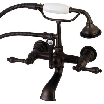 AE551T5 Aqua Vintage 7" Wall Mount Tub Faucet,Hand Shower, Oil Rubbed Bronze