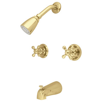 Kingston Brass Two-Handle Tub and Shower Faucet, Polished Brass