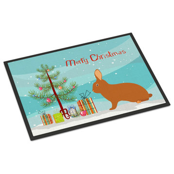Caroline's TreasuresRex Rabbit Christmas Doormat 18x27 Multicolor