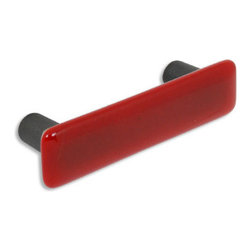 CKP - Art Glass Pull, Red, Oil-Rubbed Bronze Base - Cabinet And Drawer Handle Pulls
