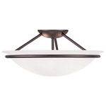 Livex Lighting - Livex Lighting 4824-07 Newburgh - Three Light Semi-Flush Mount - Canopy Included.  Shade IncludeNewburgh Three Light Bronze White Alabast *UL Approved: YES Energy Star Qualified: n/a ADA Certified: n/a  *Number of Lights: Lamp: 3-*Wattage:75w Medium Base bulb(s) *Bulb Included:No *Bulb Type:Medium Base *Finish Type:Bronze