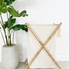 Household Collapsible Folding Bamboo X-Frame Laundry Hamper Basket With Lid