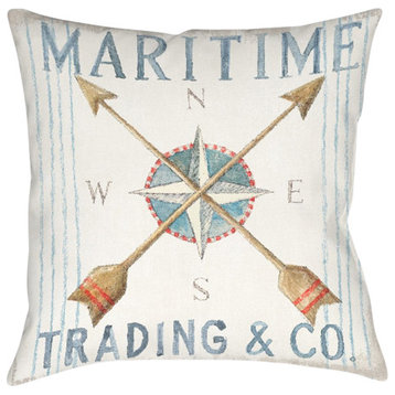Maritime Compass Outdoor Pillow, 18"x18"