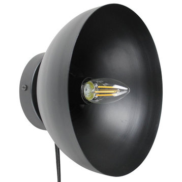 Minimalist Rustic Industrial Spotlight Wall Sconce 8.5 in Retro Dome Globe Black