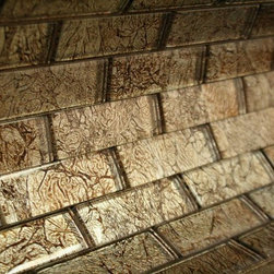 1x3 Glossy Gold Sky Subway Glass Mosaic Tiles - Home Accessories & Decor