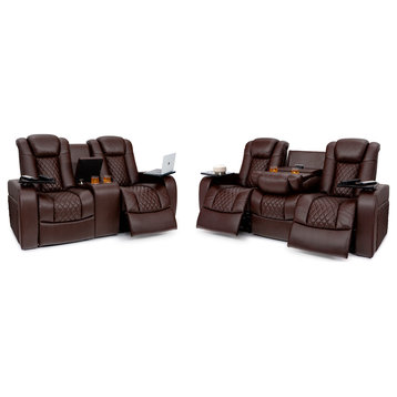 Seatcraft Aeris Home Theater Seating, Brown, Sofa and Loveseat