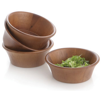 Acacia Wood Individual Salad Bowls, Set of 4