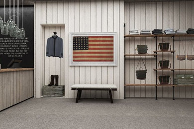 Inspiration for an industrial home office remodel in Raleigh