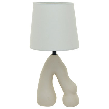 Ceramic Table Lamp With Volcano Finish, White