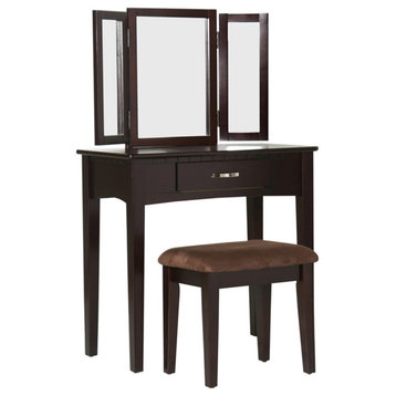 Furniture of America Isabellina Transitional Wood 3-Piece Vanity Set in Espresso