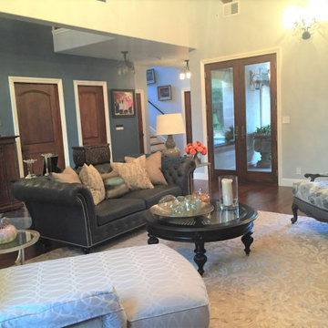 Transitional Charcoal Living Room