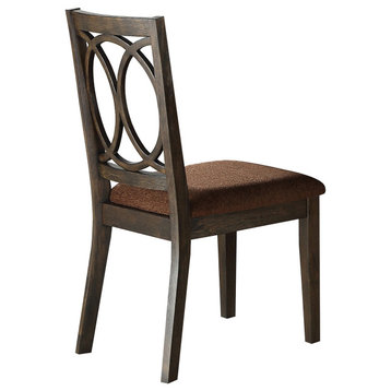 ACME Jameson Side Chair, Set-2, Brown Fabric and Espresso