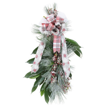 Frosted Snow Pine with Berries and Ribbon (Pack 2)