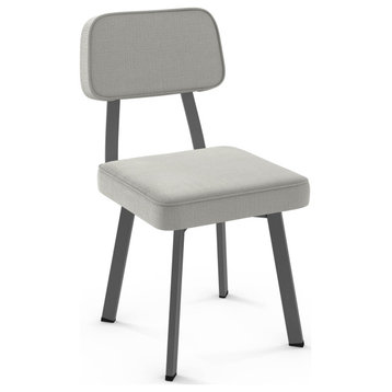 Amisco Clarkson Dining Chair, Pale Grey Beige Polyester / Dark Grey Metal