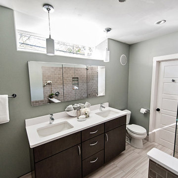Masculine lower -level Bathroom