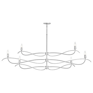 Willow 6-Light Large Chandelier, Sterling Finish, Standard Overall Height