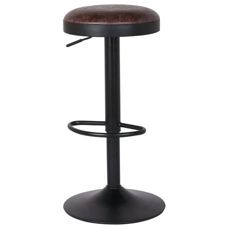 New Pacific Direct Juno 33" PU Leather Swivel Bar Stool in Brown (Set of 2)