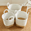 Madura Market Baskets, Set of 3, White/Natural