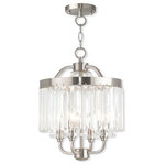 Livex Lighting - Ashton 4-Light Convertible Mini Chandelier/Ceiling Mount, Brushed Nickel - The Ashton four light mini chandelier/semi flush mount emanates the 1920s casual style mixed beautifully with high sophistication. classical touches in the mini chandelier/semi flush mount gives off an art deco feel with the prismatic crystals.
