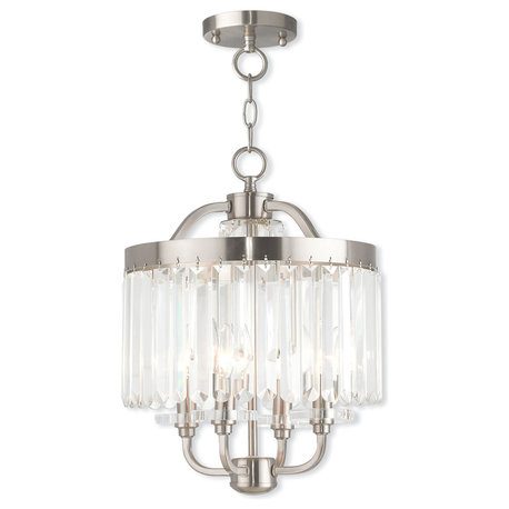 Ashton 4-Light Convertible Mini Chandelier/Ceiling Mount, Brushed Nickel