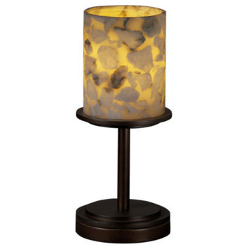 Alabaster Rocks! Dakota Table Lamp, Short, Cylinder/Flat, Bronze