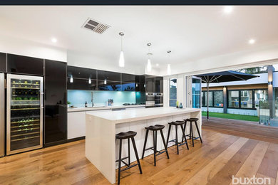 Photo of a modern home design in Melbourne.
