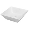 Ronbow Essentials Formation 16" Square Ceramic Vessel Bathroom Sink, White