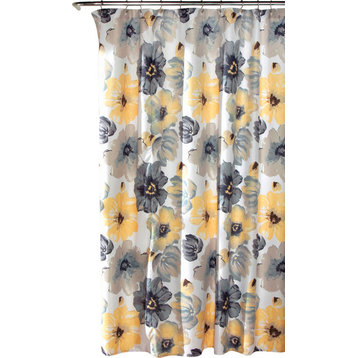 Leah Shower Curtain Yellow/ Gray 72x72