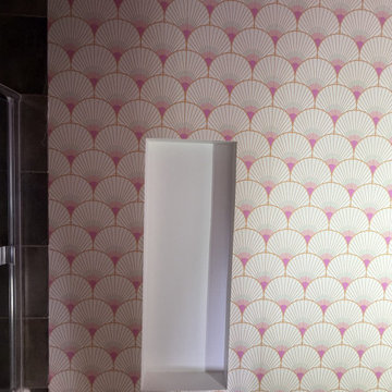 Art Deco Fan Wallpaper on a Bathroom Ceiling