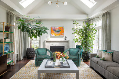Photo of a transitional living room in Boston.