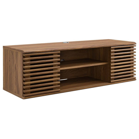 Render 46" Wall-Mount Media Console TV Stand, Walnut