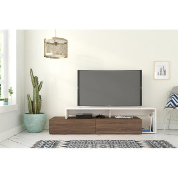 Nexera Tonik Engineered Wood 72"  TV Stand For TVs Upto 80" in Walnut/White